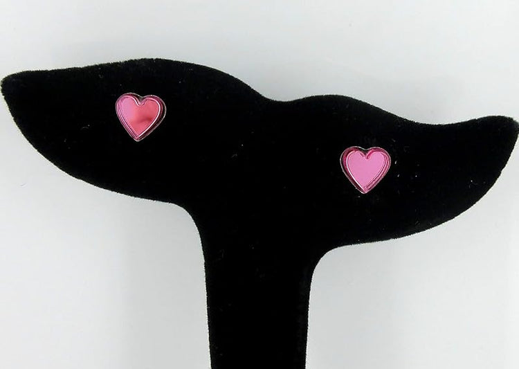 Summerfield Collection Stainless Steel Mirror Heart Stud Earrings 8mm (Pink)