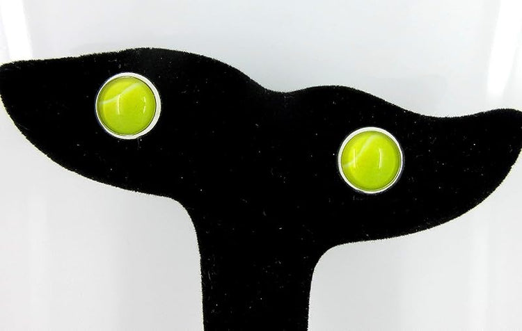 Summerfield Collection Silver-tone Tennis Ball Print Glass Stud Earrings 10mm