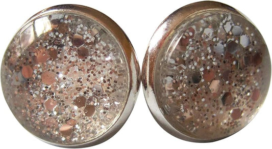 Summerfield Collection Silver-tone Glitter Glass Stud Earrings 12mm Hand-painted