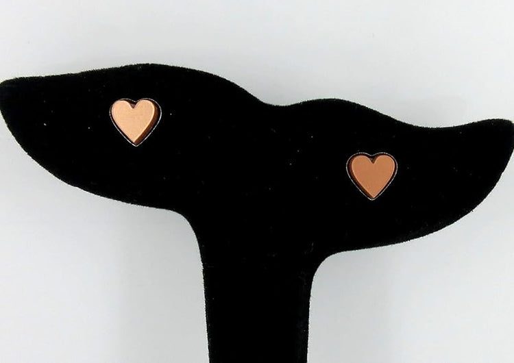 Summerfield Collection Stainless Steel Brushed Copper-tone Acrylic Heart Stud Earrings 8mm