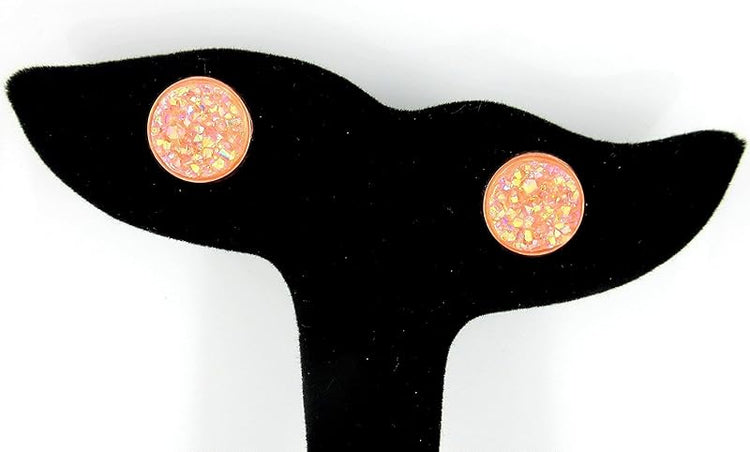 Summerfield Collection Rose Gold-tone Faux Druzy Stone Stud Earrings 12mm (Blush)