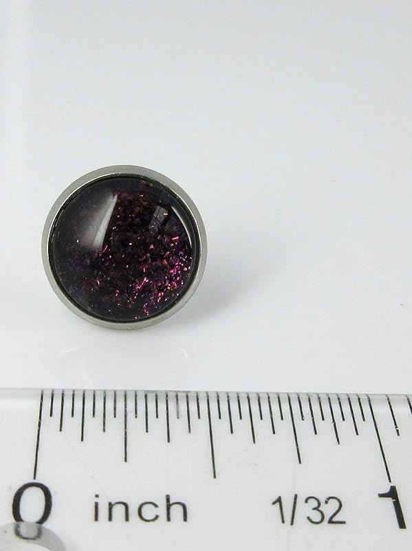 Summerfield Collection Stainless Steel Black Rainbow Duochrome Glitter Glass Galaxy Stud Earrings 12"