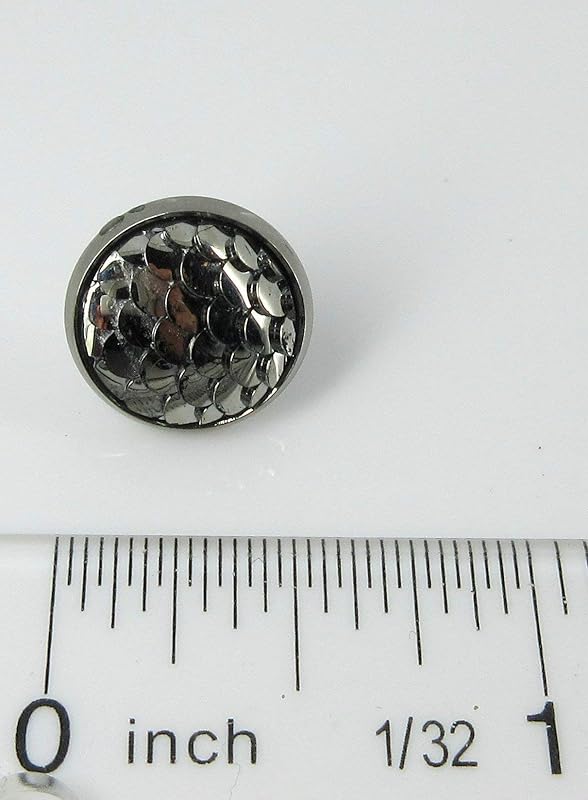 Summerfield Collection Hematite-tone Metallic Dragon Scale Stud Earrings 12mm Gunmetal Gray Mermaid