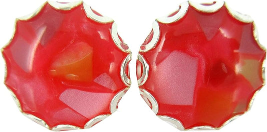 Summerfield Collection Stainless Steel Faux Shell Stud Earrings 12mm (Red)