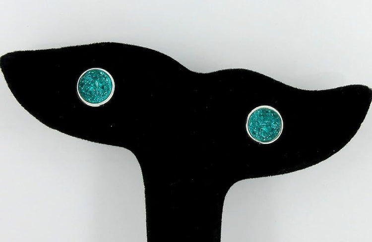 Summerfield Collection Silver-tone Caribbean Blue Faux Druzy Stone Stud Earrings (8mm)