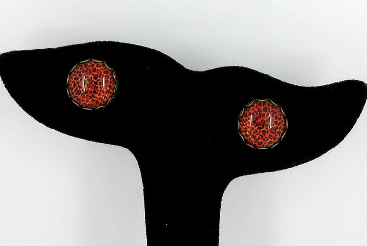 Summerfield Collection Antiqued Gold-tone Animal Print Glass Stud Earrings 12mm (Red)