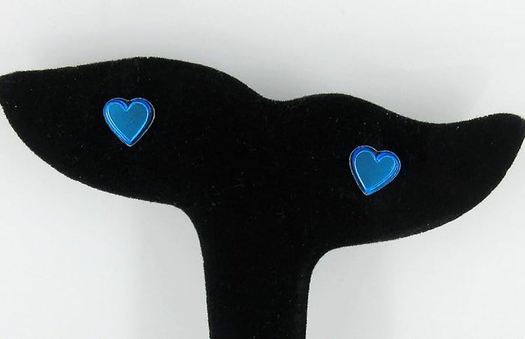 Summerfield Collection Stainless Steel Mirror Heart Stud Earrings 8mm (Aqua Blue)