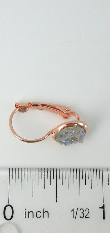 Summerfield Collection Rose Gold-tone Clear AB Faux Druzy Stone Lever-back Drop Earrings 8mm