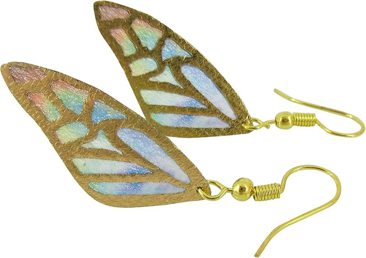 Summerfield Collection Gold Tone Butterfly Wing Fabric Dangle Earrings (Multicolor)