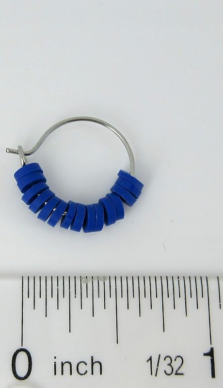 Summerfield Collection 15mm Stainless Steel Polymer Clay Katsuki Bead Hoop Earrings (Royal Blue)
