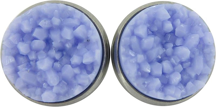Summerfield Collection Stainless Steel Purple Faux Druzy Stone Stud Earrings 12mm (Periwinkle)