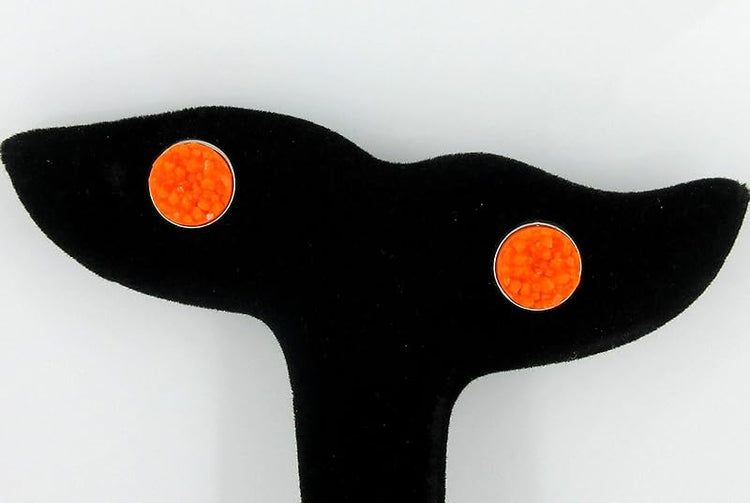 Summerfield Collection Stainless Steel Matte Faux Druzy Stone Stud Earrings 10mm (Orange)
