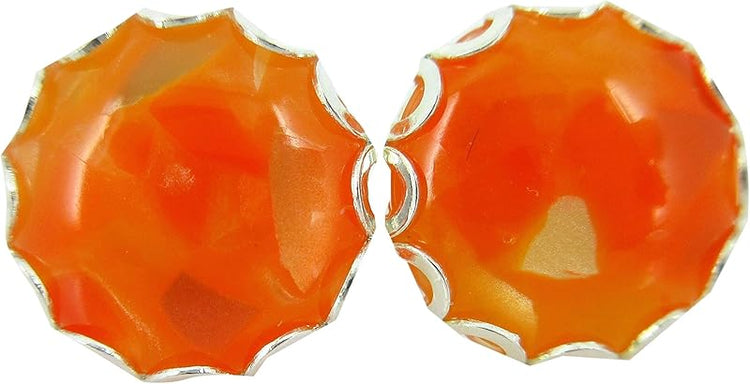 Summerfield Collection Stainless Steel Faux Shell Stud Earrings 12mm (Orange)