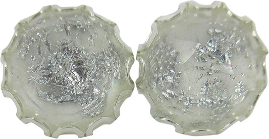 Summerfield Collection Silver Foil Faceted Resin Stud Earrings 12mm (White)