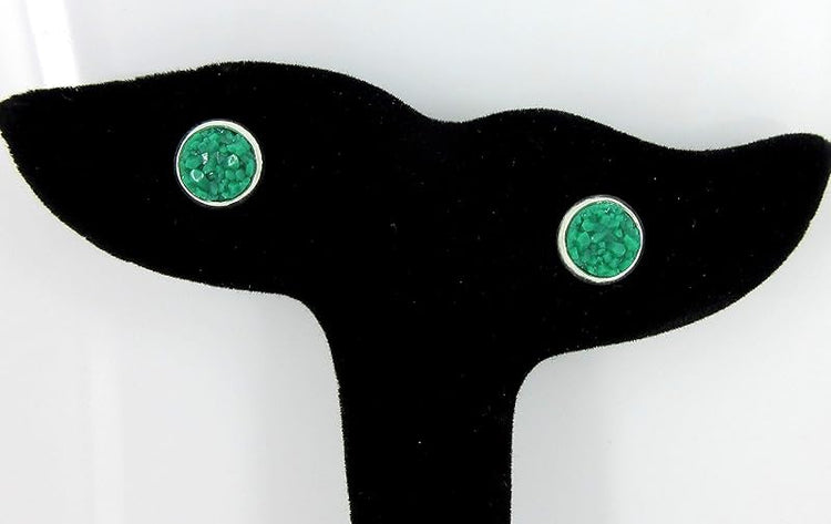 Summerfield Collection Duo Silver-tone Faux Druzy Stone Stud Earrings 8mm Set (Gray/Green)