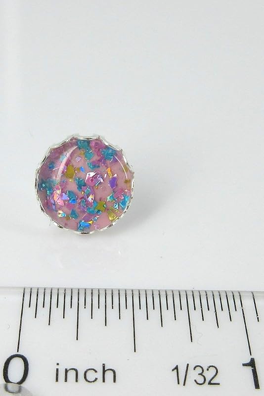 Summerfield Collection Stainless Steel Unicorn Shard Glitter Glass Stud Earrings Hand-painted 12mm