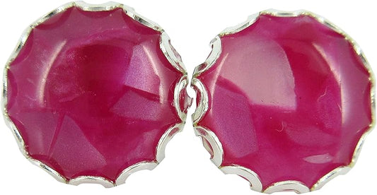 Summerfield Collection Stainless Steel Faux Shell Stud Earrings 12mm (Magenta)