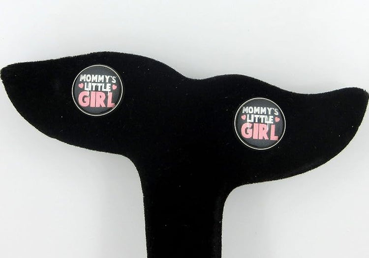 Summerfield Collection Stainless Steel Mommy's Little Girl Print Glass Stud Earrings 12mm