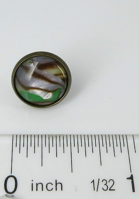 Summerfield Collection Antiqued Gold-tone Green Gray Tan Stud Earrings 12mm