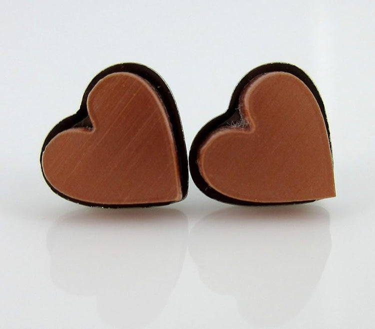 Summerfield Collection Stainless Steel Brushed Copper-tone Acrylic Heart Stud Earrings 8mm