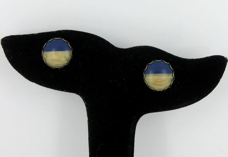 Summerfield Collection Antiqued Gold-tone Dark Blue Faux Wood and Resin Stud Earrings 12mm