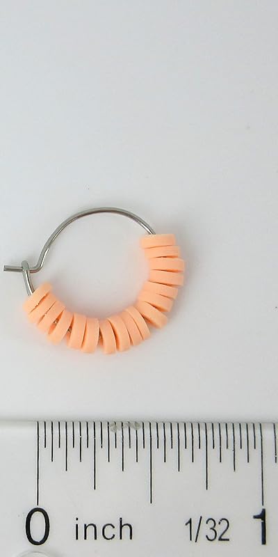 Summerfield Collection 15mm Stainless Steel Polymer Clay Katsuki Bead Hoop Earrings (Light Peach)