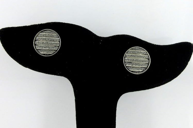 Summerfield Collection Hematite-tone Gunmetal Gray Frosted Metallic Stripe Stud Earrings 12mm