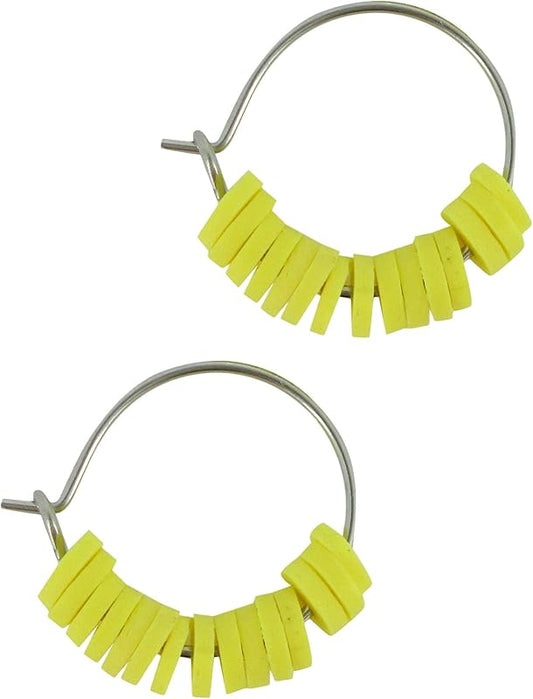 Summerfield Collection 15mm Stainless Steel Polymer Clay Katsuki Bead Hoop Earrings (Sunshine Yellow)