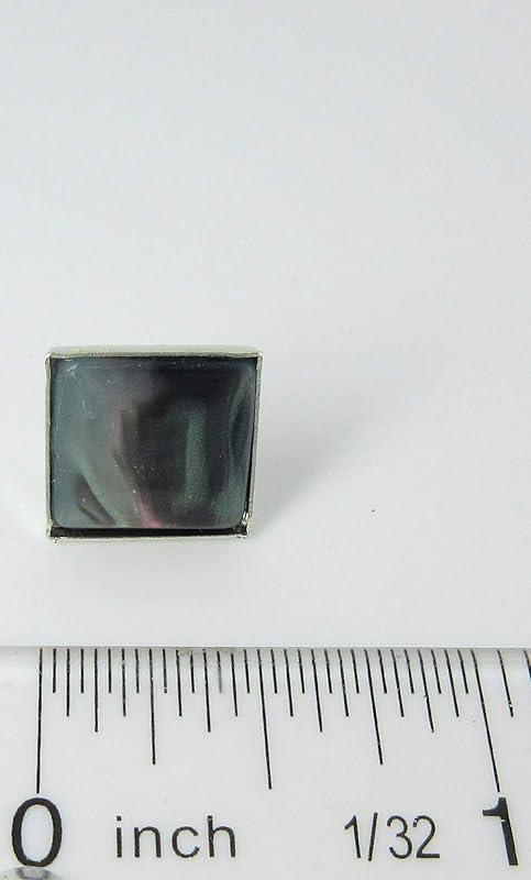 Summerfield Collection Silver-tone Faux Stone Resin Geometric Square Stud Earrings 12mm Mystical Gray Pink