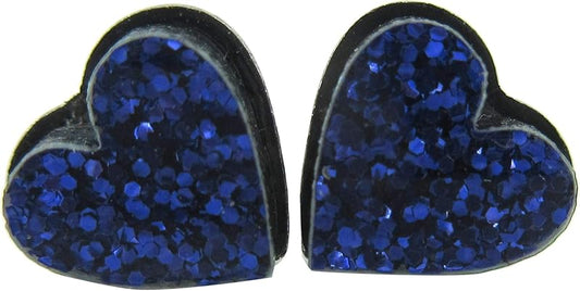Summerfield Collection Stainless Steel Glitter Acrylic Heart Stud Earrings 8mm (Dark Purple)