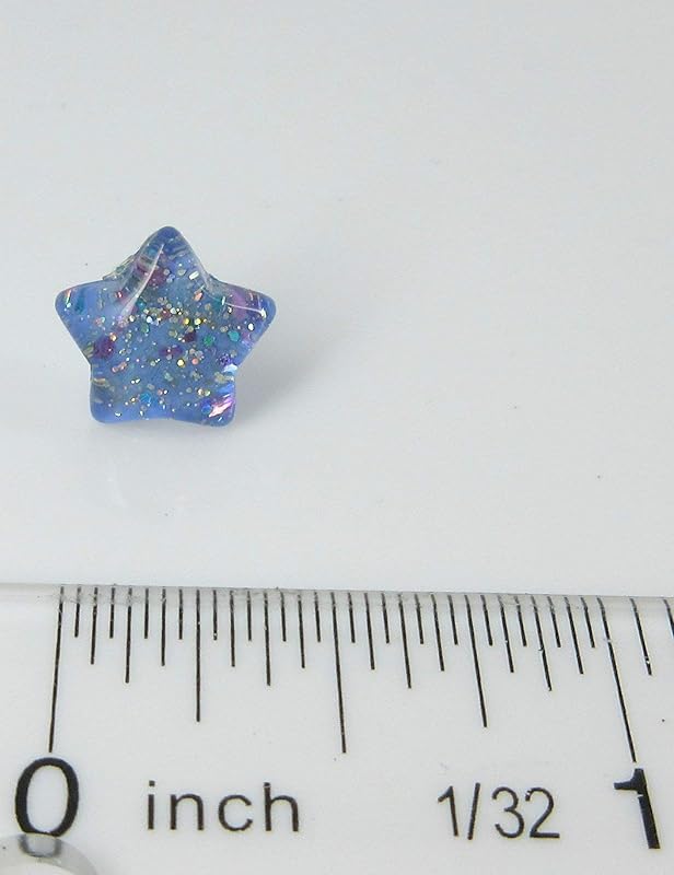 Summerfield Collection Periwinkle Purple Blue Star Glitter Glass Stud Earrings 10mm Hand-painted