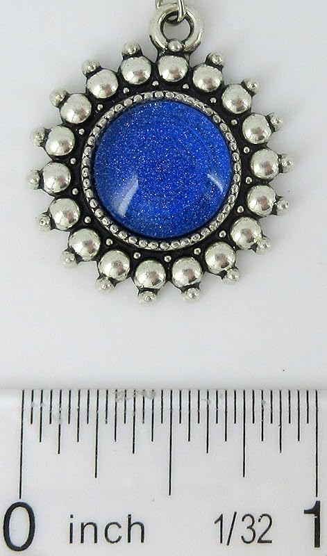 Summerfield Collection Antiqued Silver-tone Royal Blue Glitter Glass Dangle Earrings Hand-painted