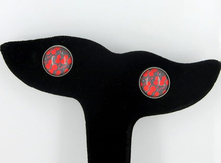 Summerfield Collection Stainless Steel Violin Print Glass Stud Earrings 12mm