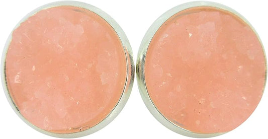 Summerfield Collection Silver-tone Faux Druzy Stone Stud Earrings 12mm (Peach Pink)
