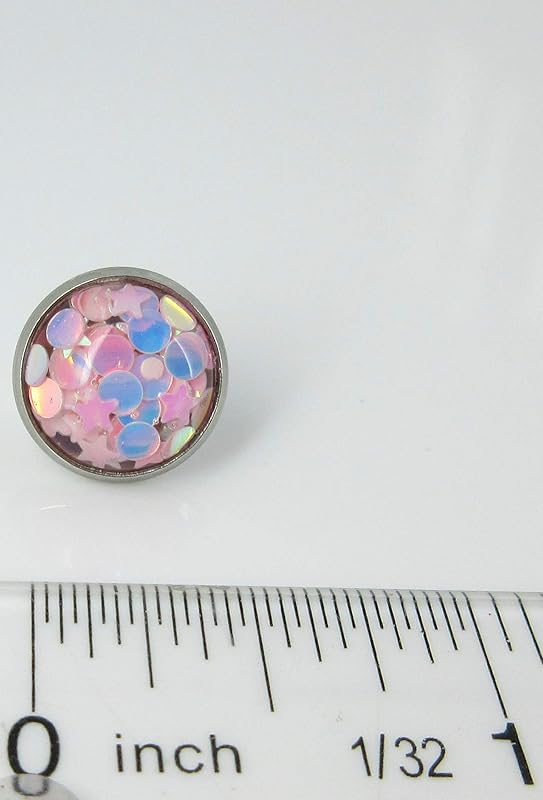Summerfield Collection Stainless Steel Glitter Resin Globe Stud Earrings 12mm (Ballet Pink)