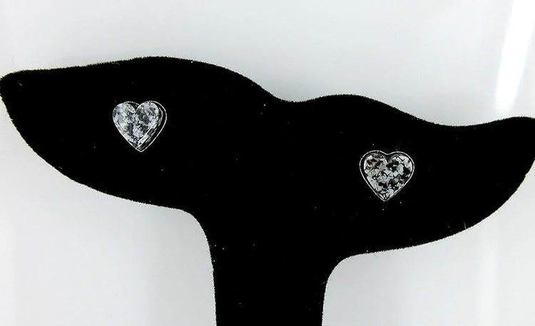 Summerfield Collection Stainless Steel Faux Granite Stone Acrylic Heart Stud Earrings 8mm