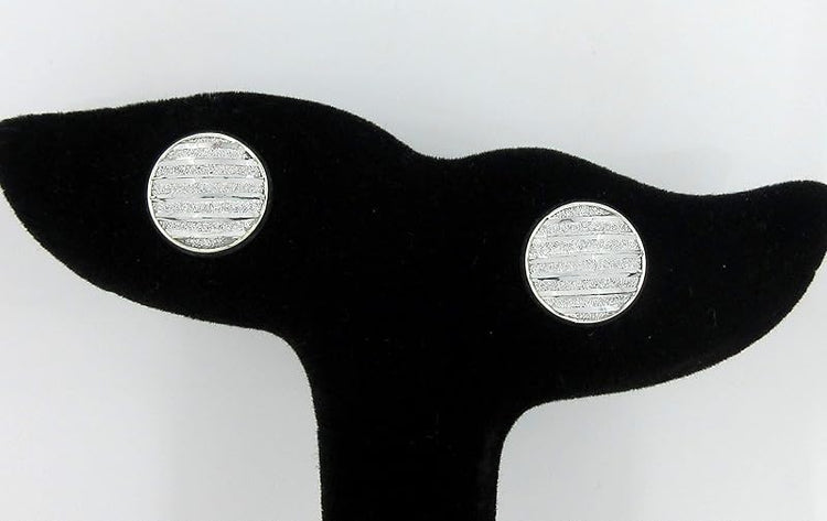 Summerfield Collection Silver-tone Frosted Metallic Stripe Stud Earrings 12mm (Silver)