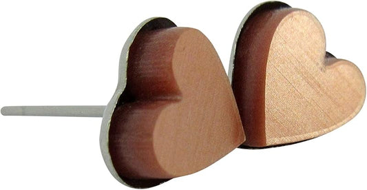 Summerfield Collection Stainless Steel Brushed Copper-tone Acrylic Heart Stud Earrings 8mm