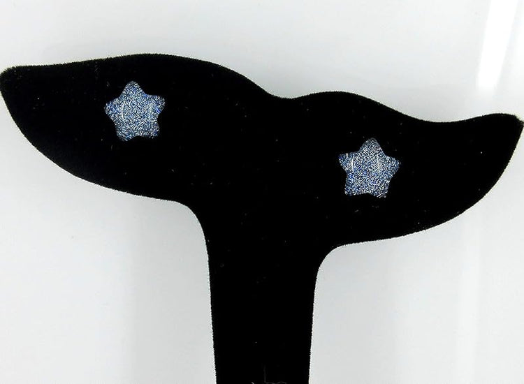 Summerfield Collection Blue Holographic Star Glitter Glass Galaxy Stud Earrings 10mm Hand-painted