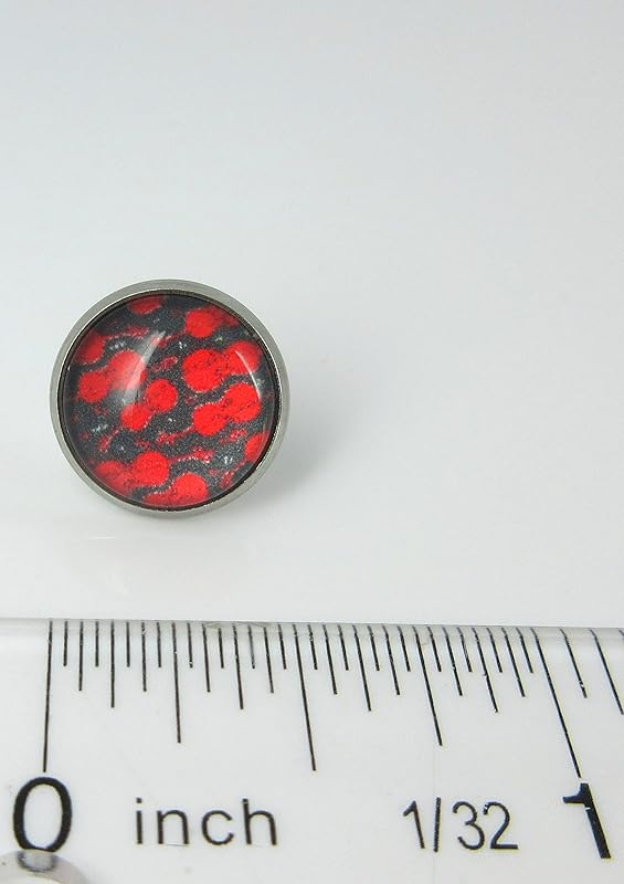 Summerfield Collection Stainless Steel Violin Print Glass Stud Earrings 12mm