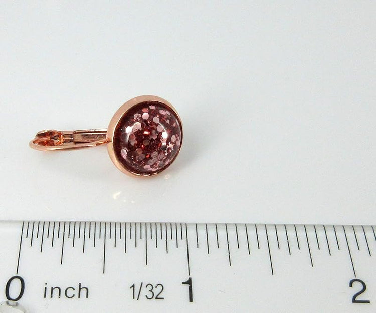 Summerfield Collection Rose Gold-tone Metallic Glitter Resin Lever-back Drop Earrings 12mm