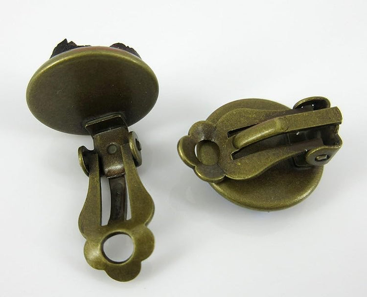 Summerfield Collection CLIP-ON Antiqued Gold-tone Faux Druzy Stone Stud Earrings 12mm (Clear AB)