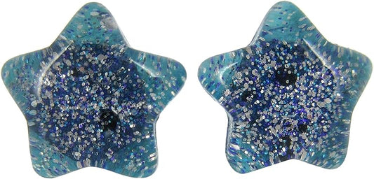 Summerfield Collection Star Shaped Glitter Glass Galaxy Stud Earrings 10mm Hand-painted