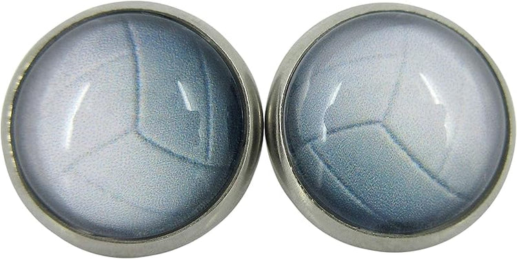 Summerfield Collection Stainless Steel Volleyball Print Glass Stud Earrings 12mm