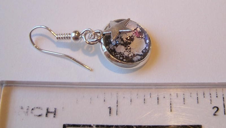 Summerfield Collection Silver-tone Purple and White Glitter Glass Star Charm Galaxy Dangle Earrings