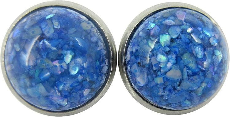 Summerfield Collection Stainless Steel Faux Shell Stud Earrings 12mm (Blue)