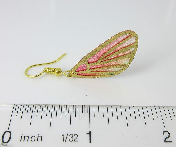Summerfield Collection Gold Tone Butterfly Wing Fabric Dangle Earrings (Red Orange)