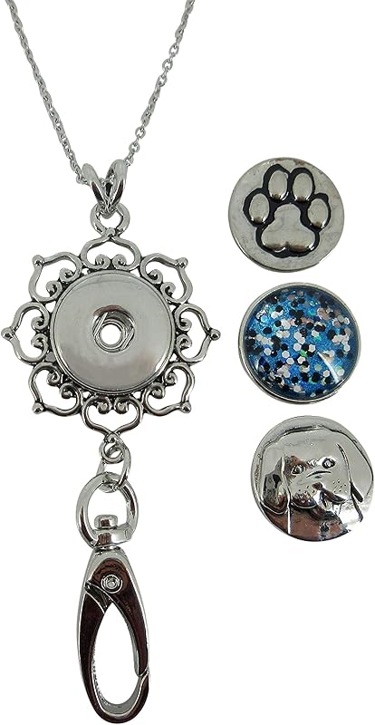 Summerfield Collection Dog Lover - Womens Lanyard Chain - Hearts Pendant w/Clip for IDs, Badges, Keys - 3 Snap Charms