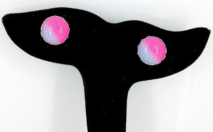 Summerfield Collection Stainless Steel Glitter Resin Stud Earrings 12mm Hot Pink Kawaii
