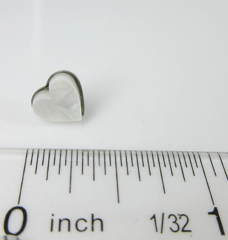 Summerfield Collection Stainless Steel Pearly Acrylic Heart Stud Earrings 8mm (White)